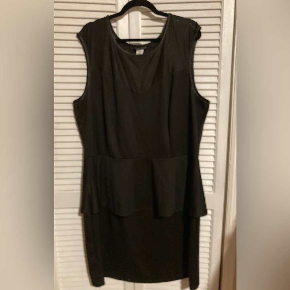 Sweet Robyne Sleeveless Peplum Faux Leather Black Dress